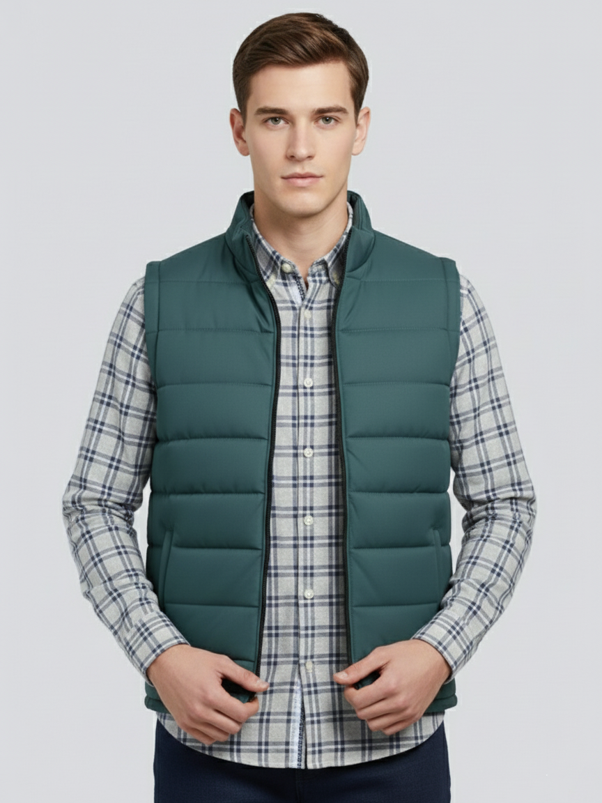 Stylish Winter Sleeveless Zipper Mockneck Jacket For Men-Storm Cloud-BRPH37