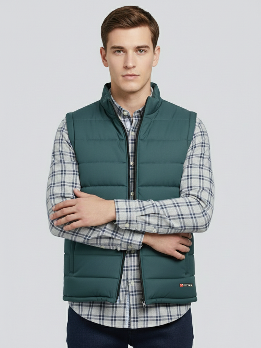 Stylish Winter Sleeveless Zipper Mockneck Jacket For Men-Storm Cloud-BRPH37