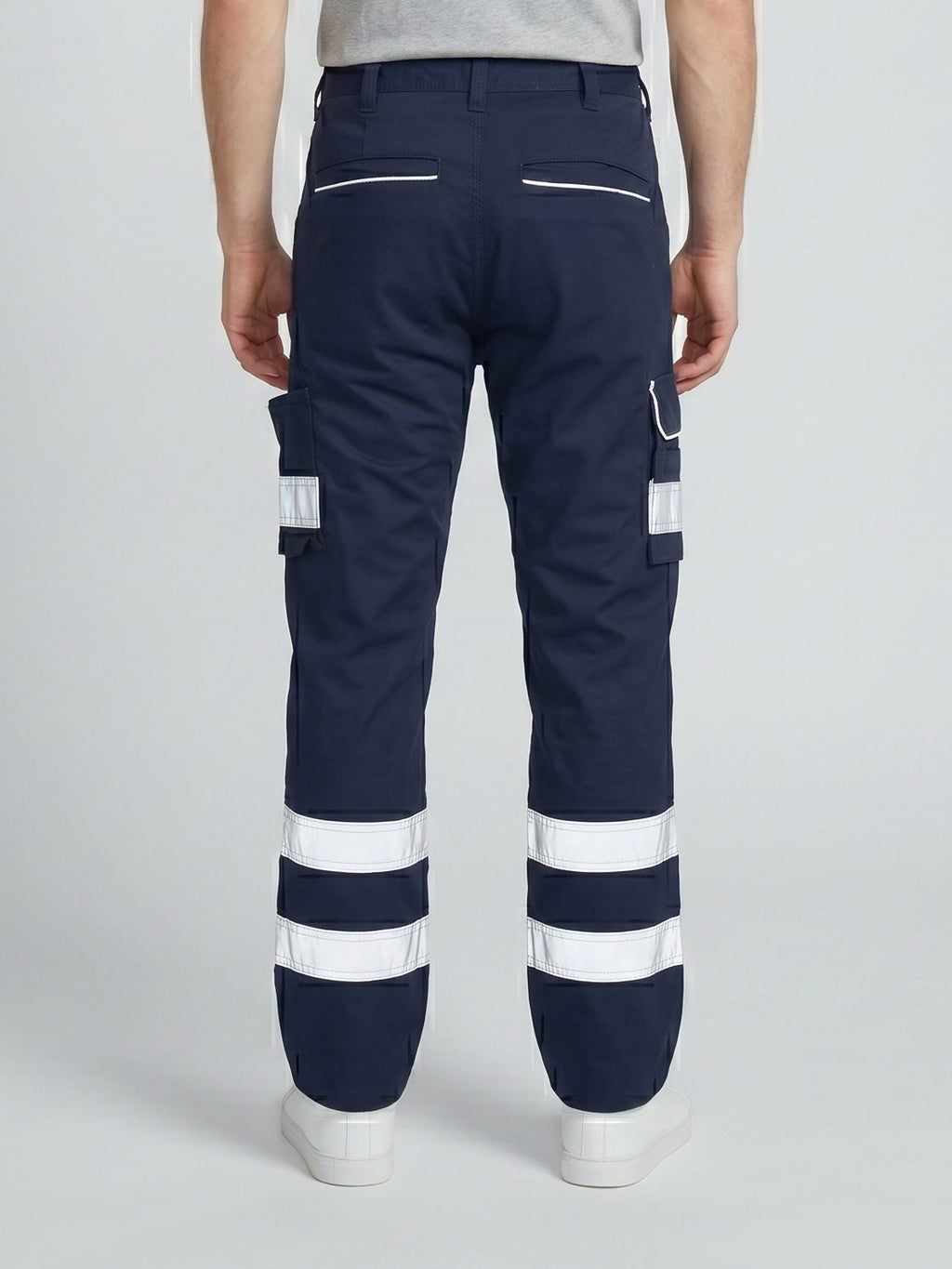 Navy Blue Cargo Trouser For Men With Reflectors-BE1608