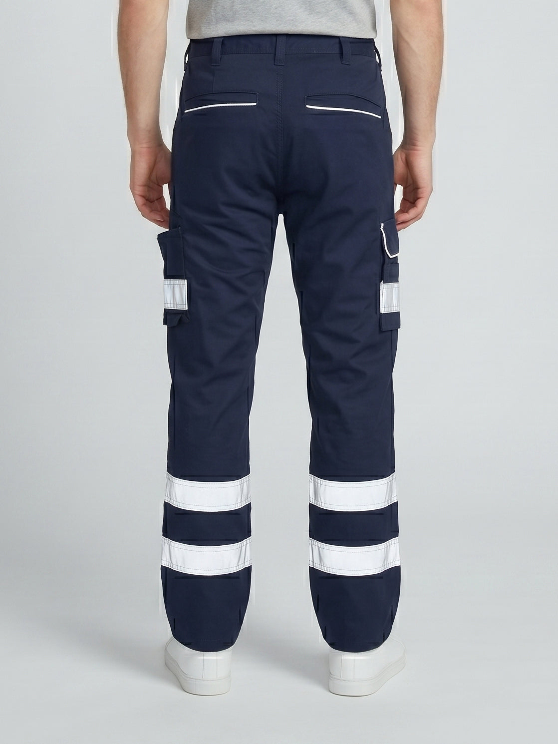 Navy Blue Cargo Trouser For Men With Reflectors-BE1608