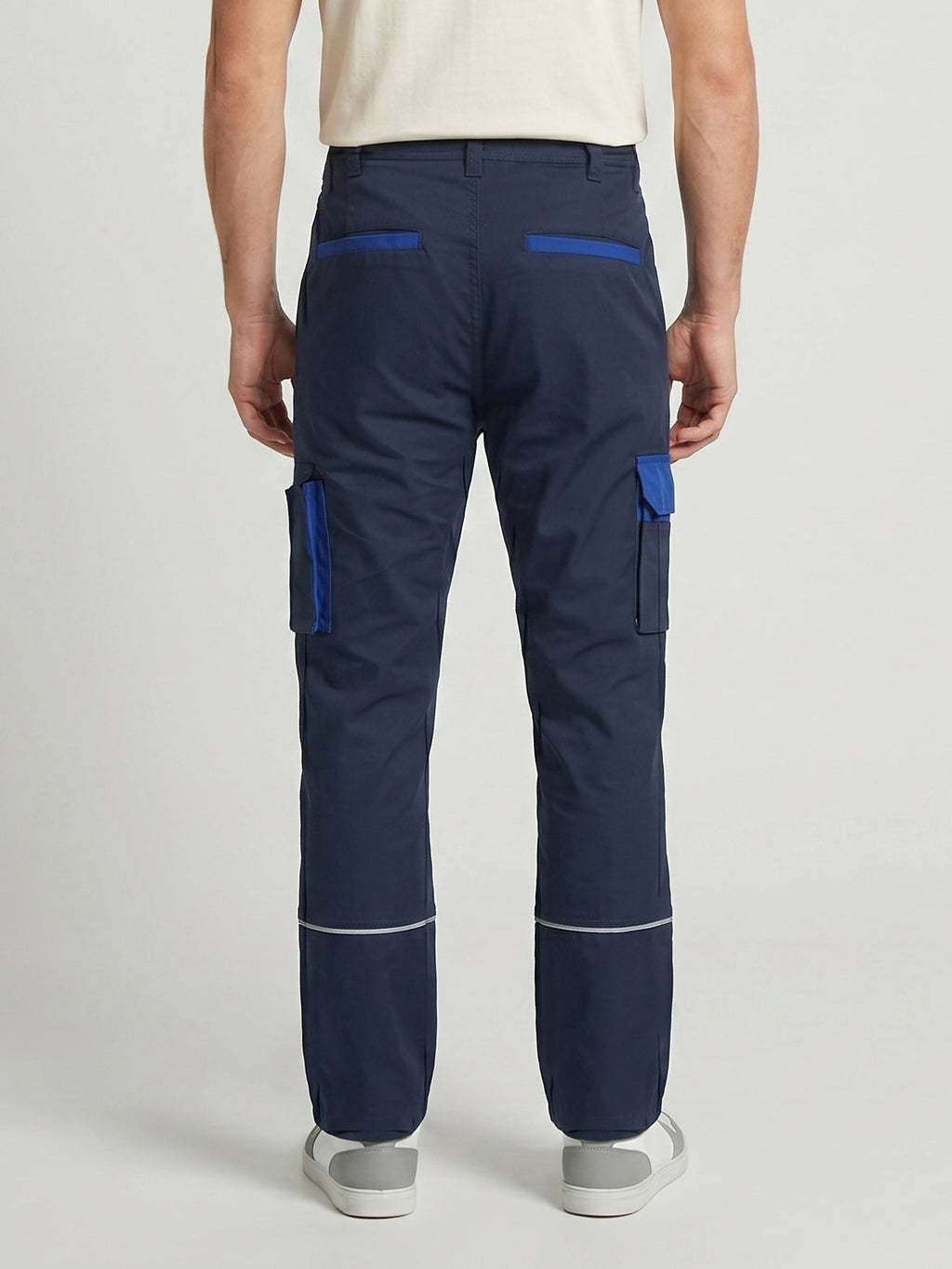 Navy Blue Colorblock Cargo Trouser For Men-BE7670