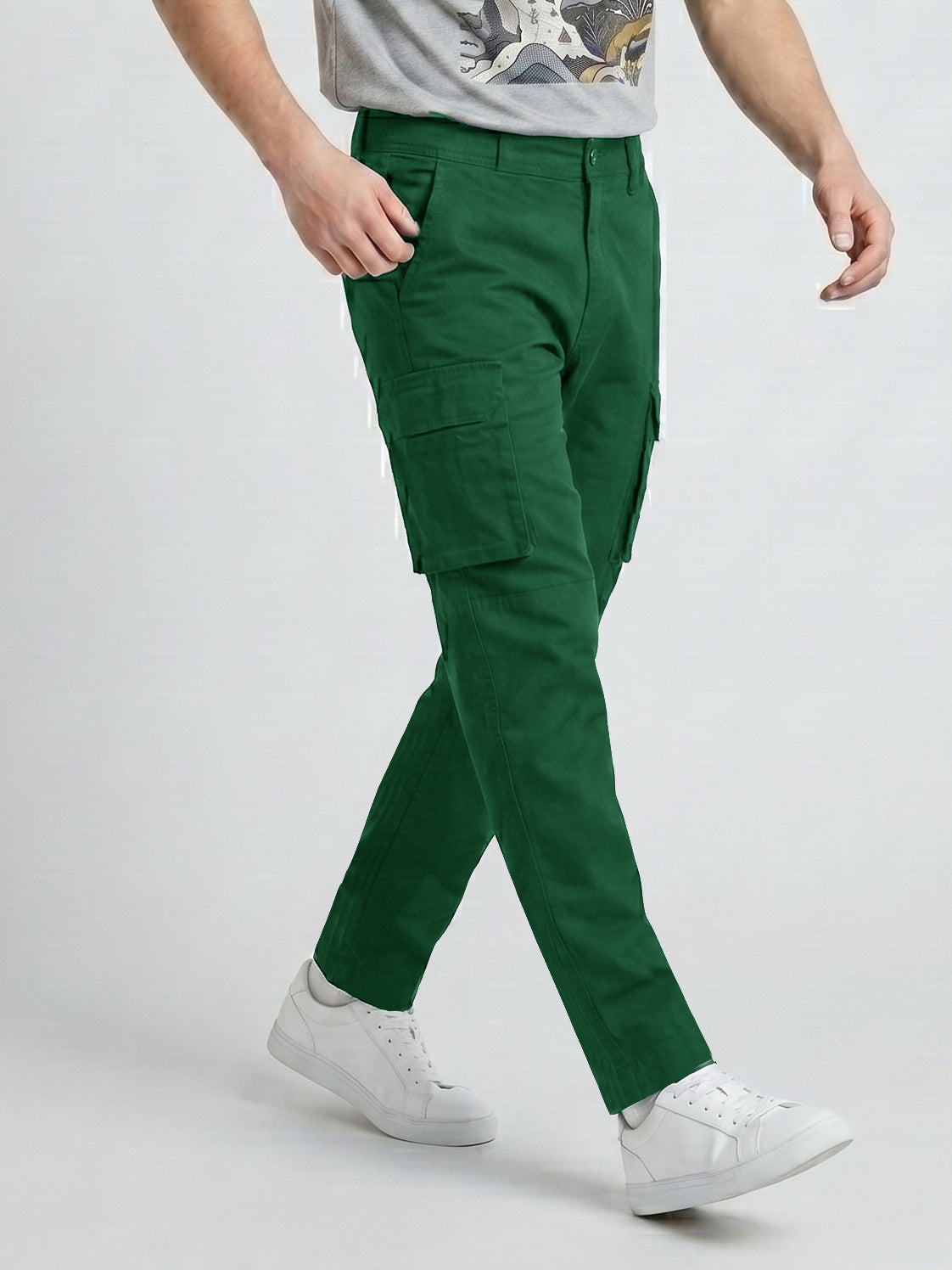 Green Cargo Trouser For Men-BE6462