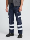 Dark Navy Cargo Trouser For Men With Reflectors-BE7447
