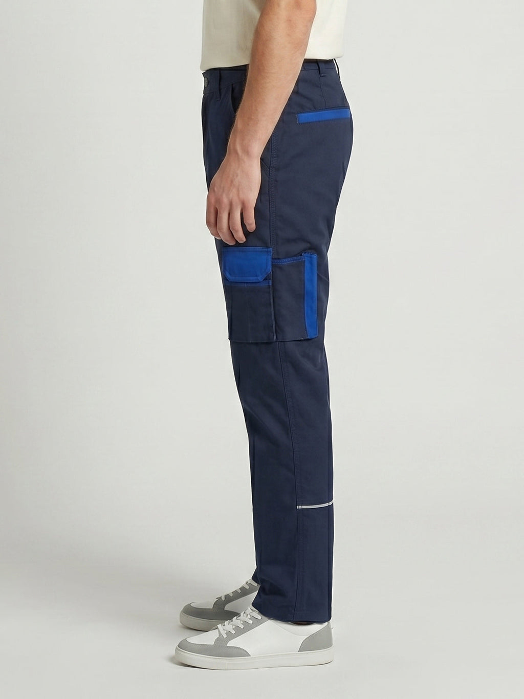 Navy Blue Colorblock Cargo Trouser For Men-BE7670