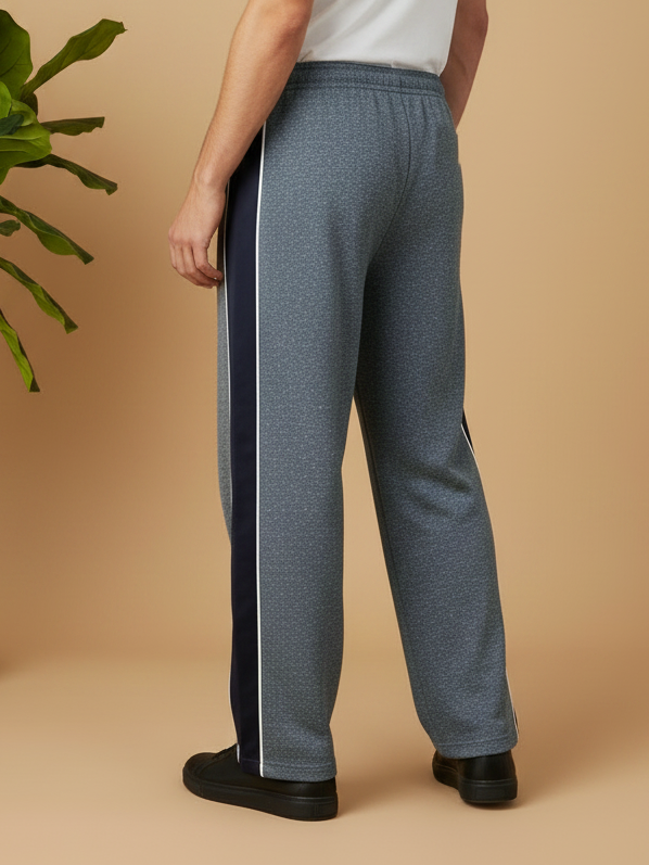 Stylish Regular Fit Summer Trouser For Men-Charcoal Melange With Navy Stripe-NST23