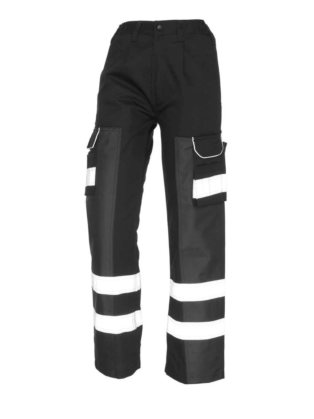 Black Cargo Trouser For Men With Reflectors-BE1439