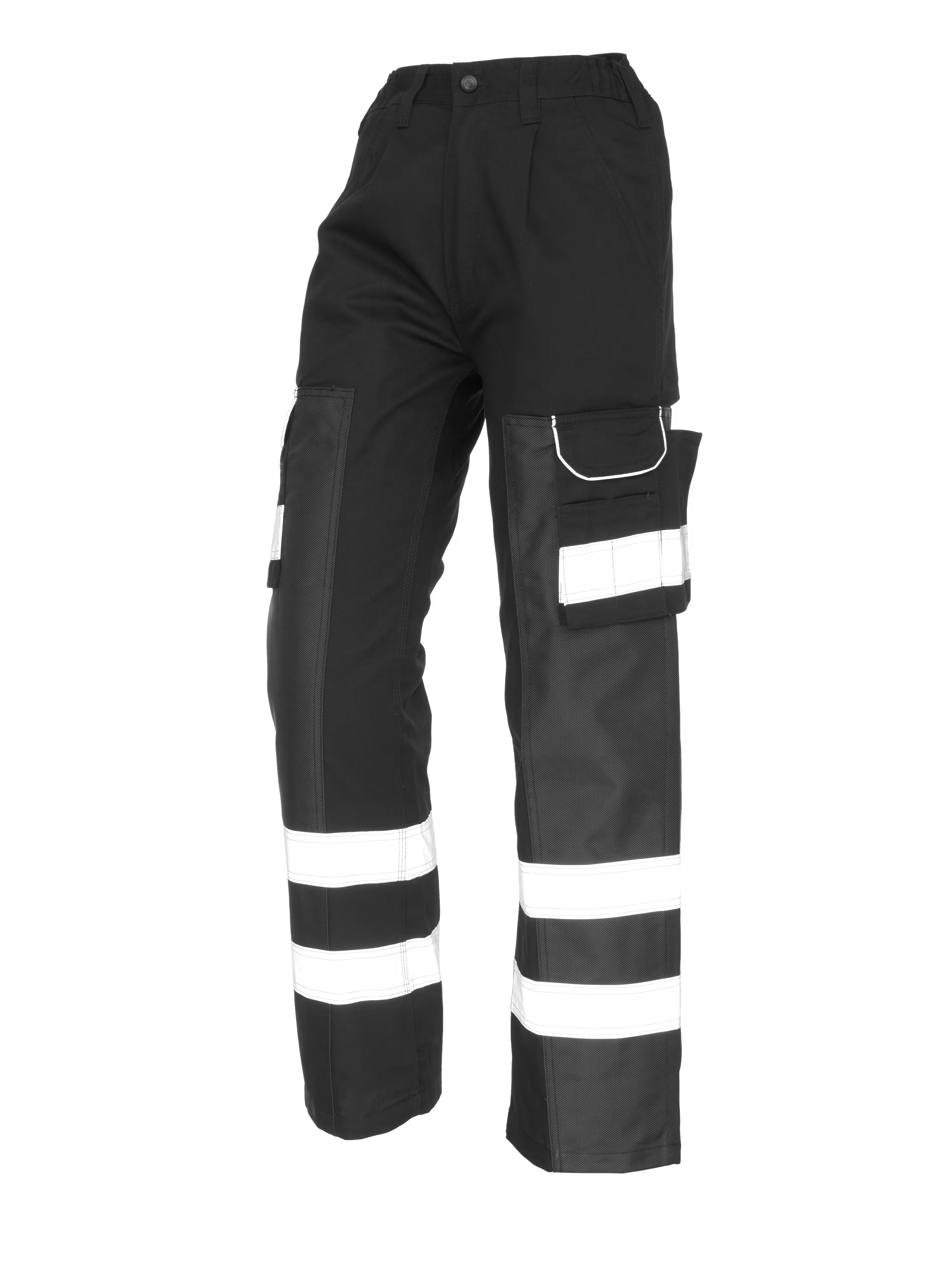 Black Cargo Trouser For Men With Reflectors-BE1439