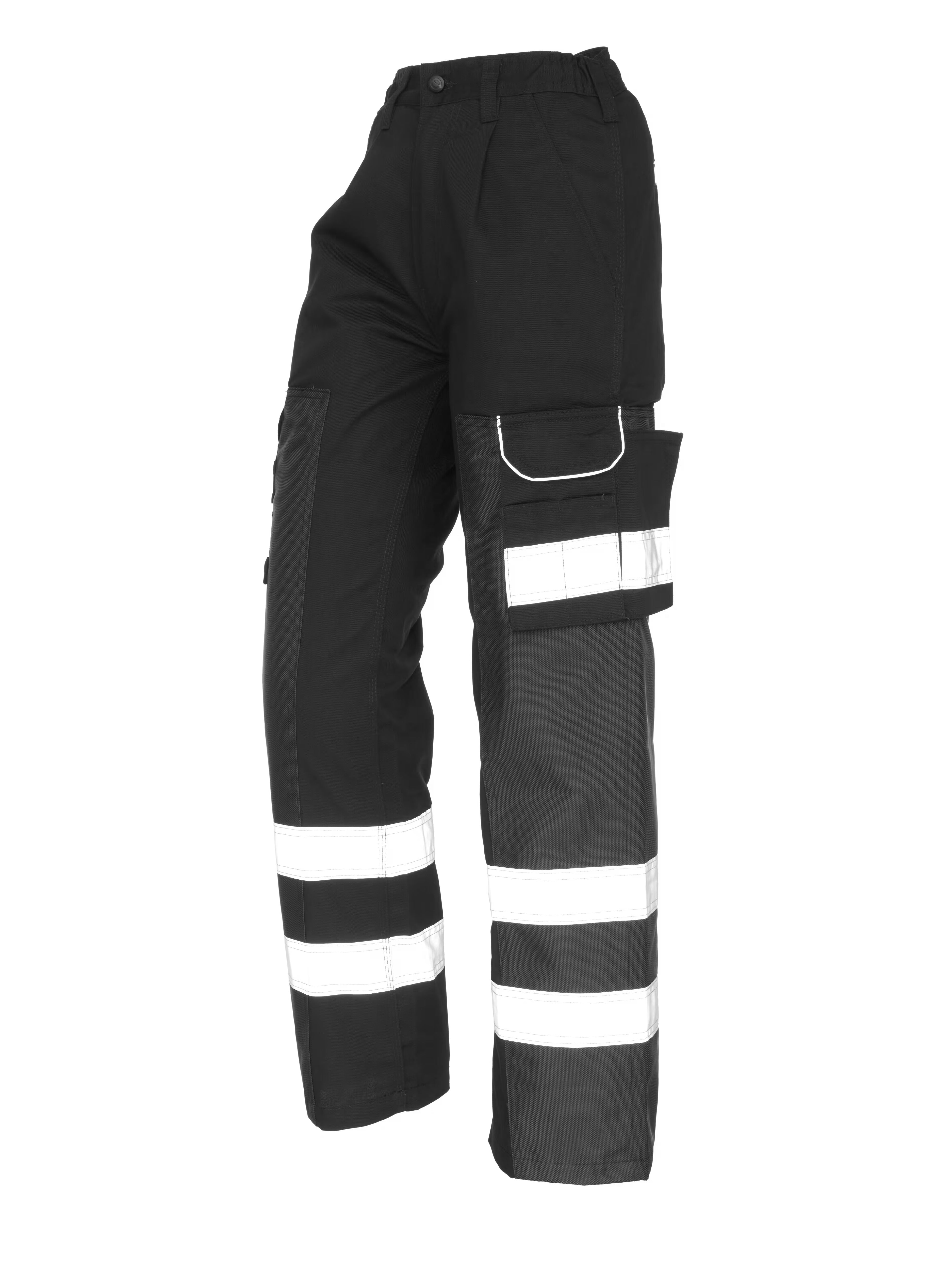 Black Cargo Trouser For Men With Reflectors-BE1439