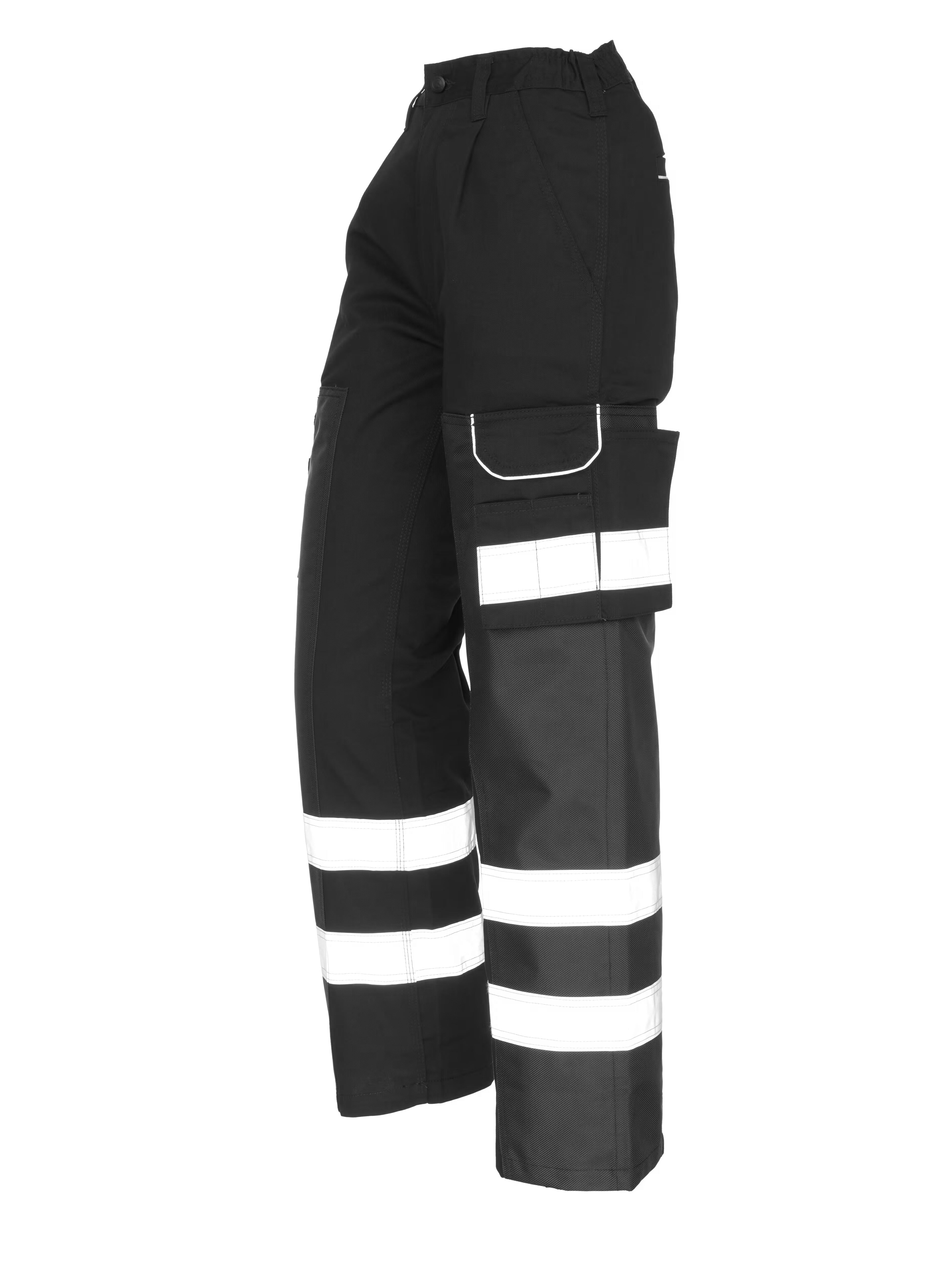 Black Cargo Trouser For Men With Reflectors-BE1439