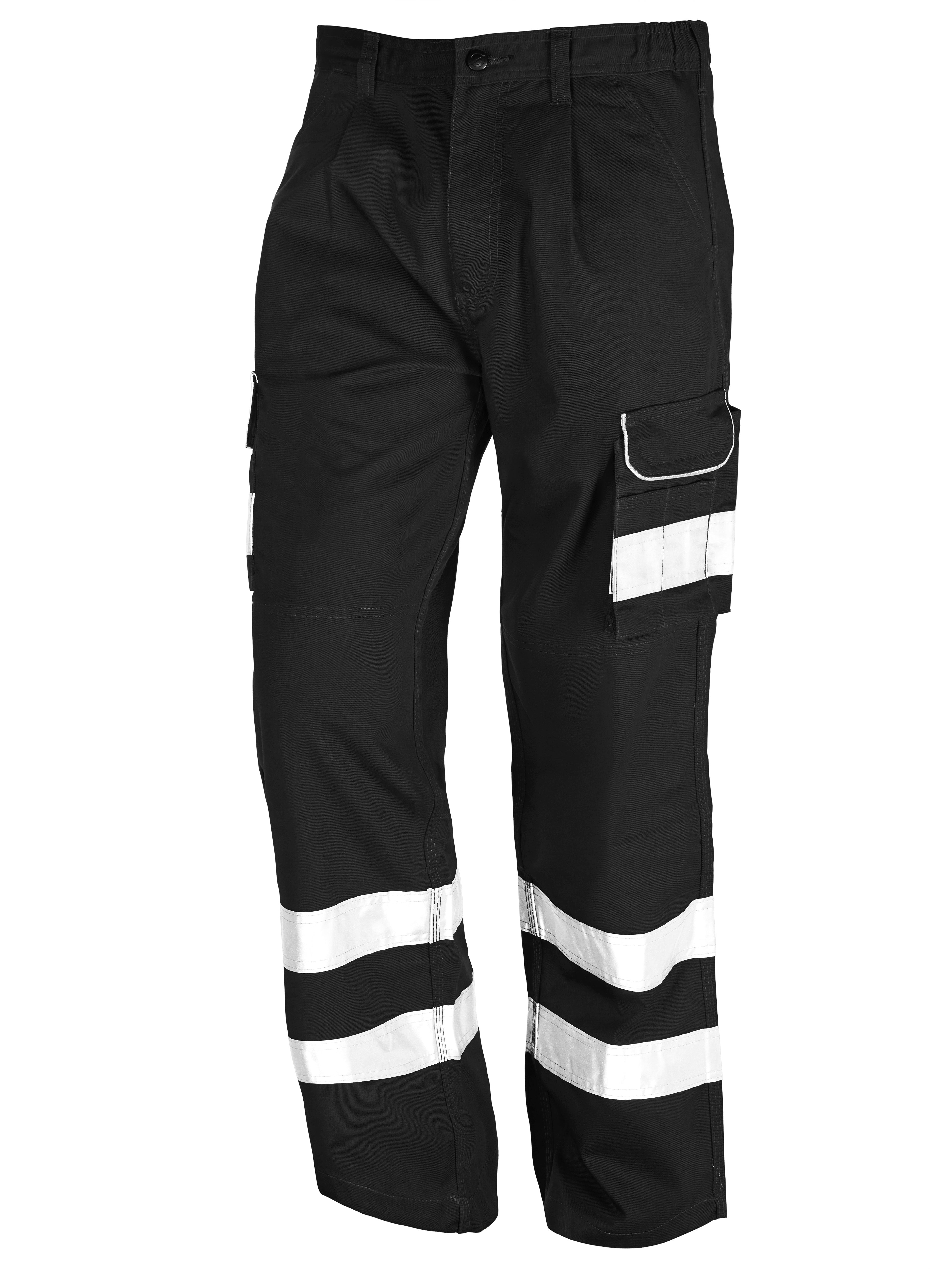 Black Cargo Trouser For Men With Reflectors-BE1665
