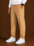 Stylish Regular Fit Both Season Trouser for men simple camel with white stripes tr16