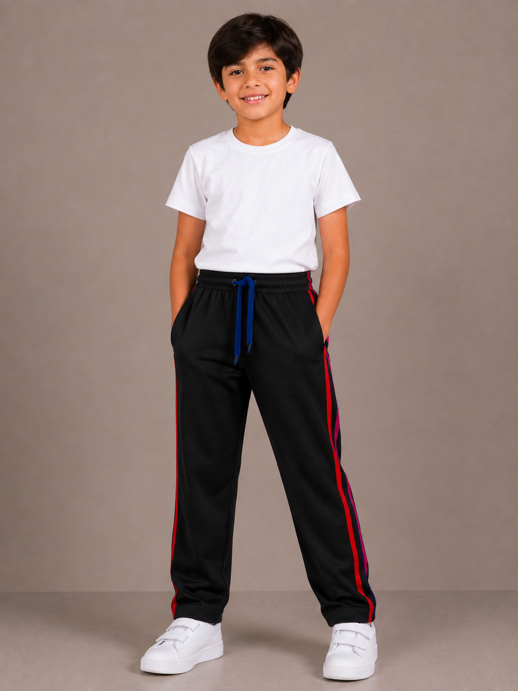 Premium Kids Lycra Trousers Black with ,Side Stripe p10