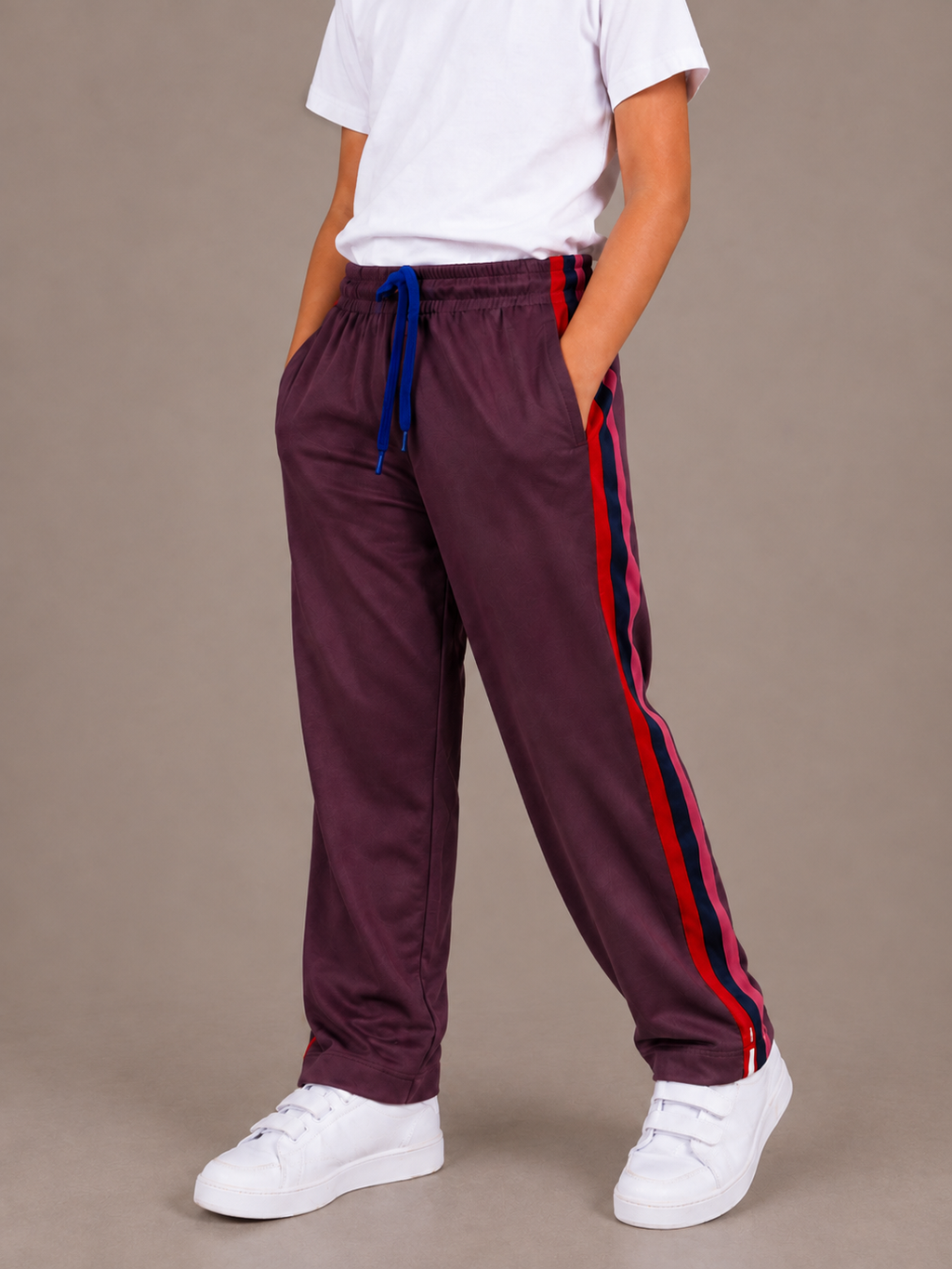 Premium Kids Lycra Trousers Mauve Brown with ,Side panal Stripe p9