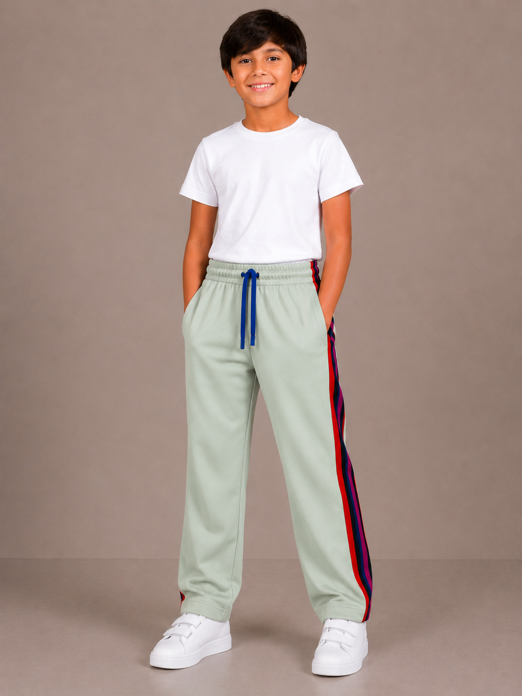 Premium Kids Lycra Trousers ice green with ,Side Stripe p12