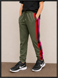 Premium Kids single jersey Trouser olive green dark with ,Side Stripe p22