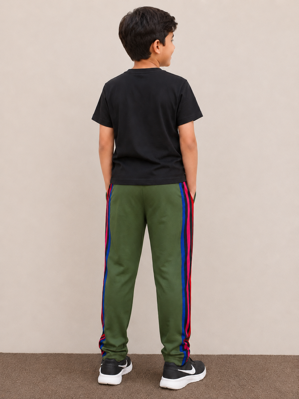Premium Kids single jersey Trouser Green with ,Side Stripe p19