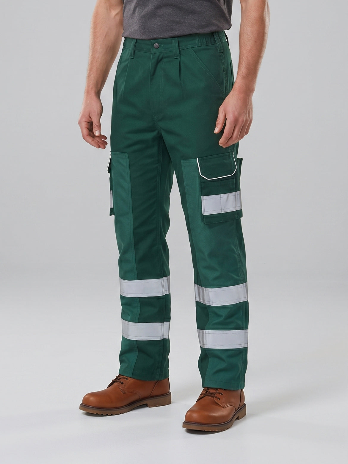 Green Cargo Trouser For Men With Reflectors-BE4360
