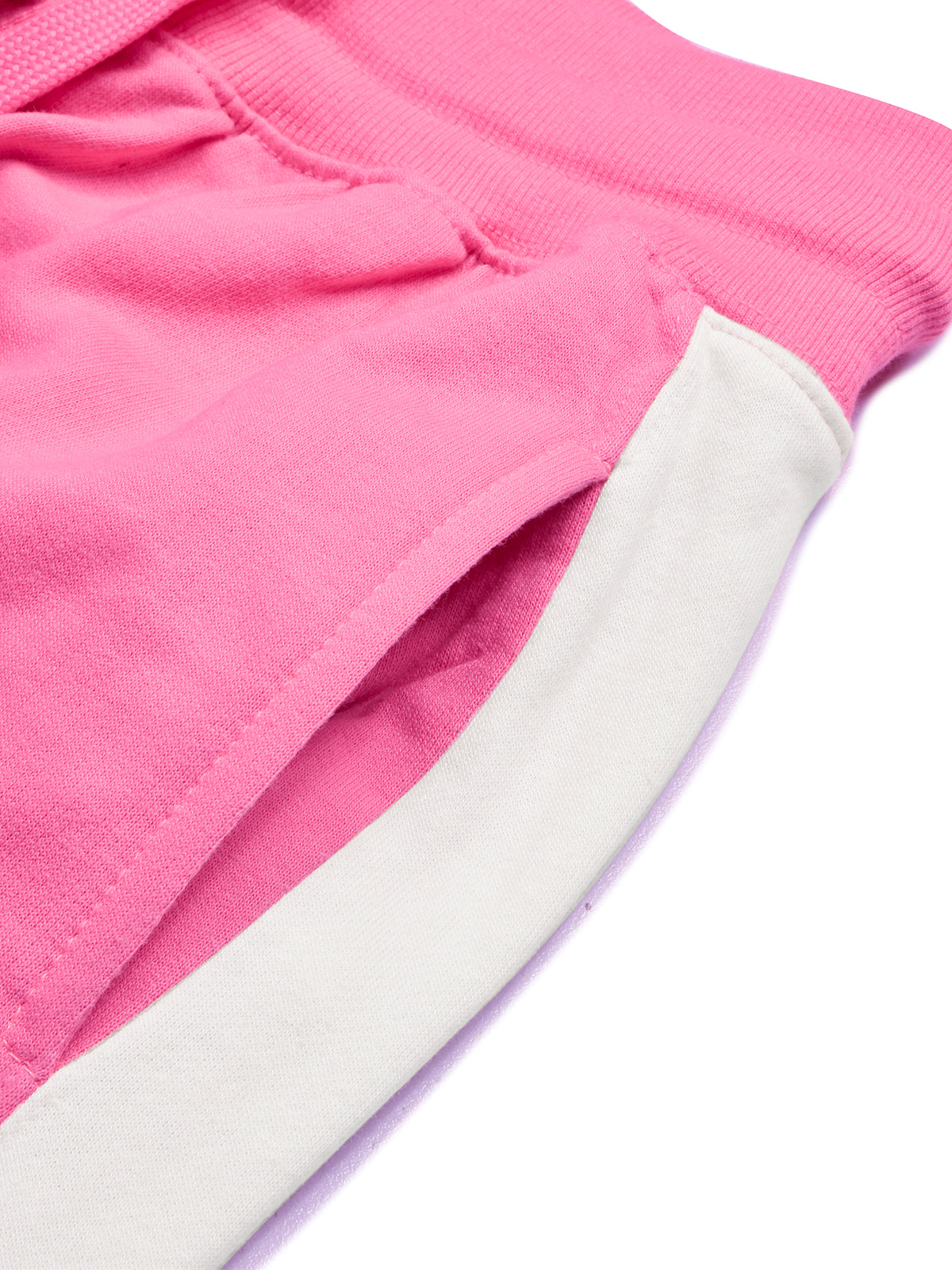 16Sixty Fleece Zipper Tracksuit For Women-Pink with White Panels-BE2141/BR14254