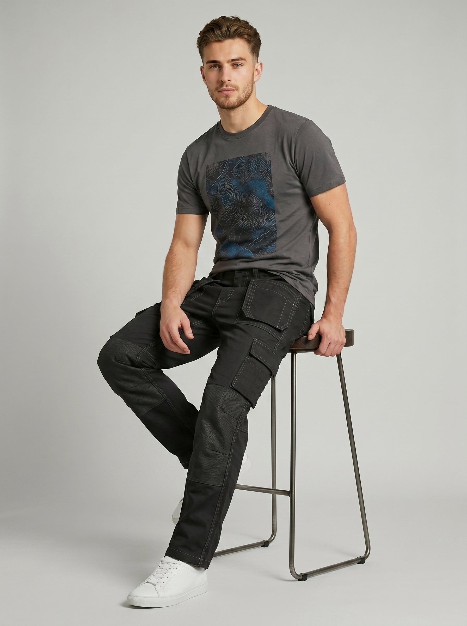 Black Cargo Trouser For Men-BE9251