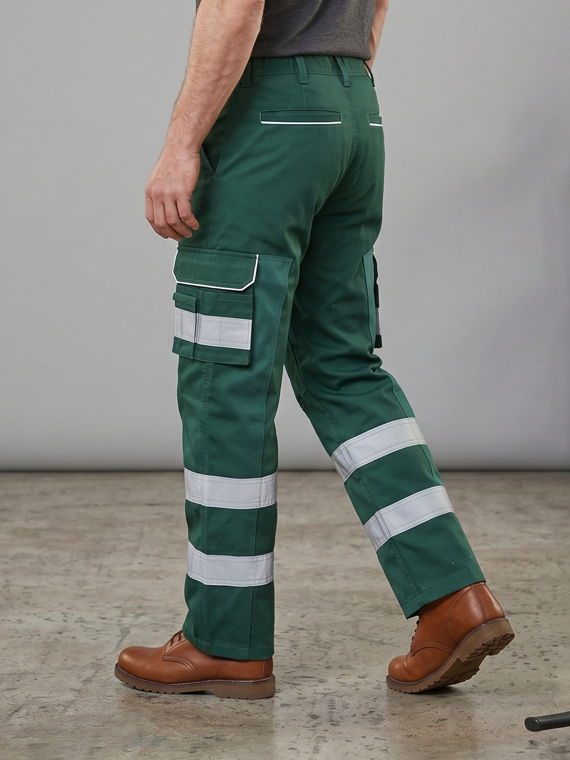 Green Cargo Trouser For Men With Reflectors-BE4360