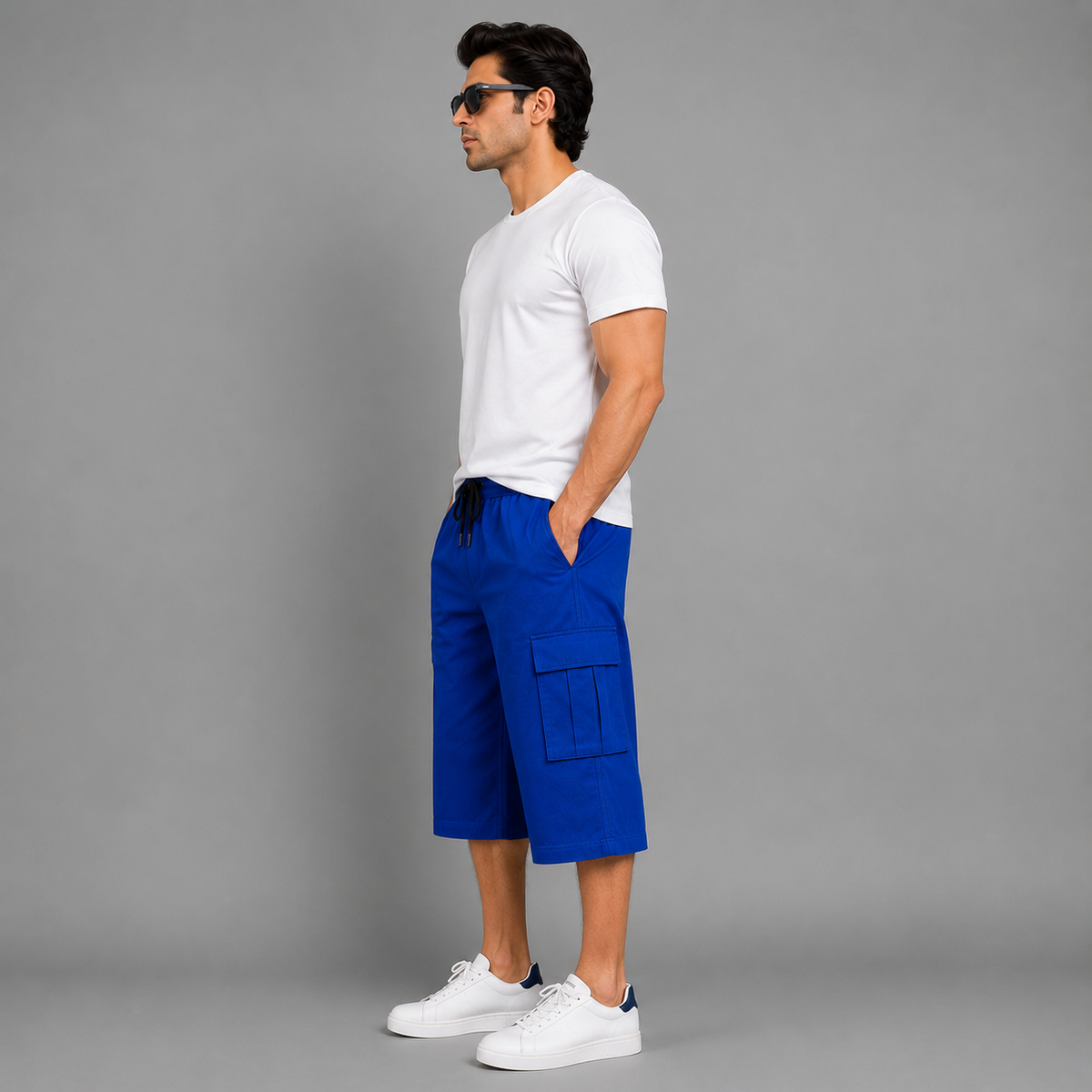 Men’s Royal Blue Cargo Shorts – Premium Casual Fit hs1