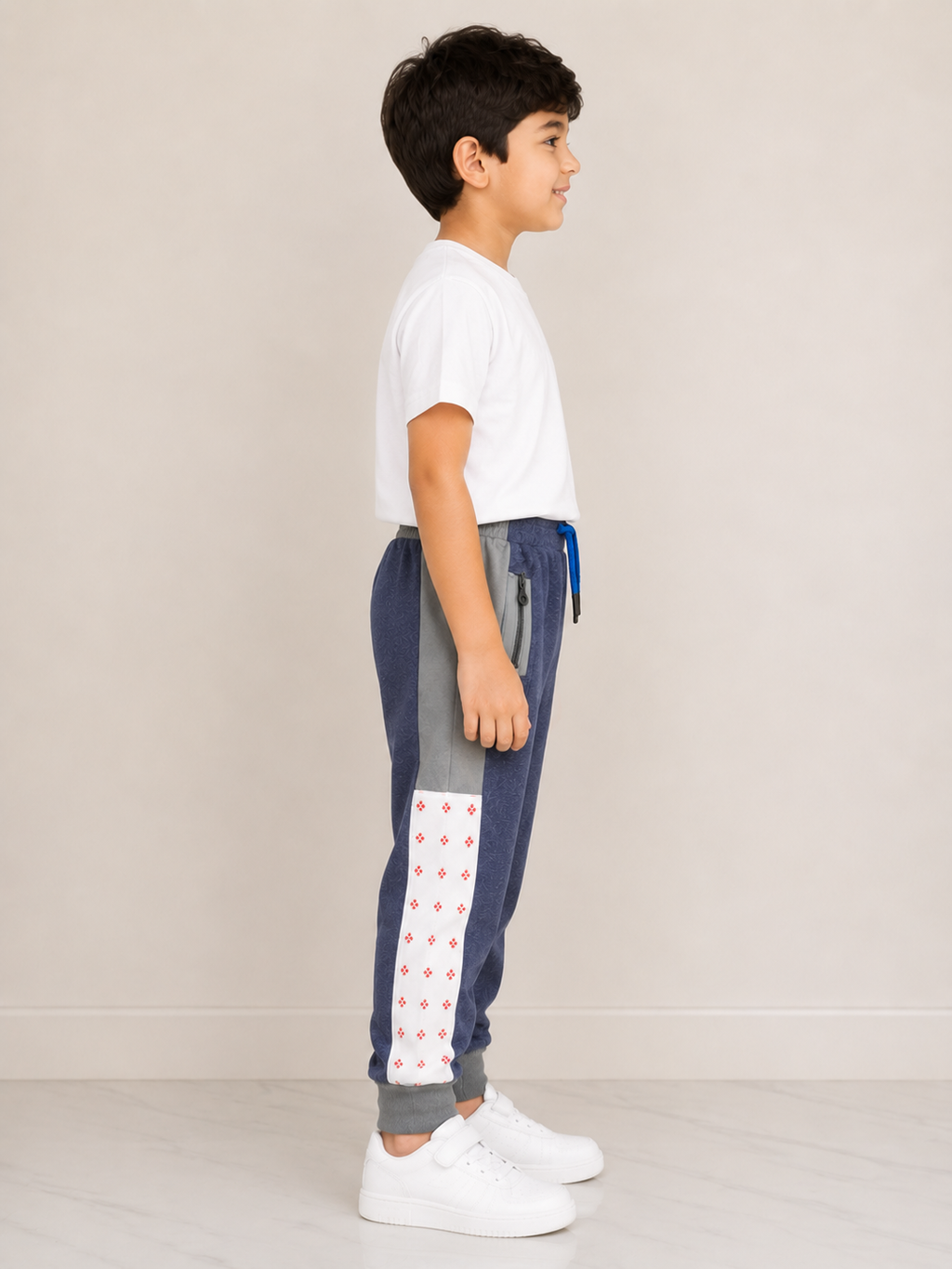 Premium Boys Trouser-Navy Blue Panal Gray-T21