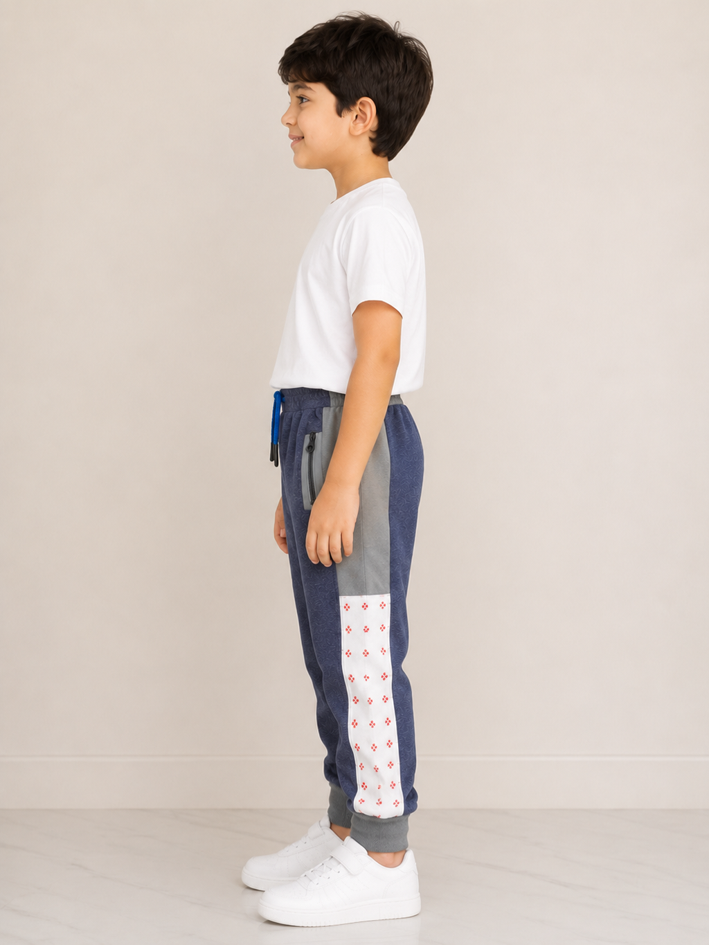 Premium Boys Trouser-Navy Blue Panal Gray-T21