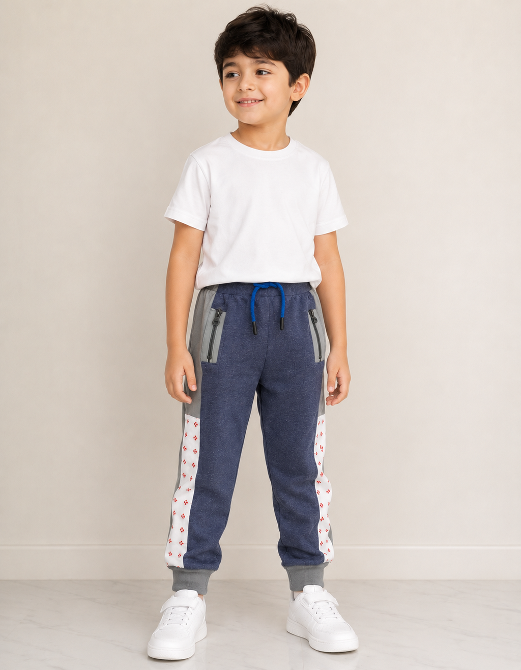 Premium Boys Trouser-Navy Blue Panal Gray-T21