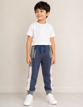 Premium Boys Trouser-Navy Blue Panal Gray-T21