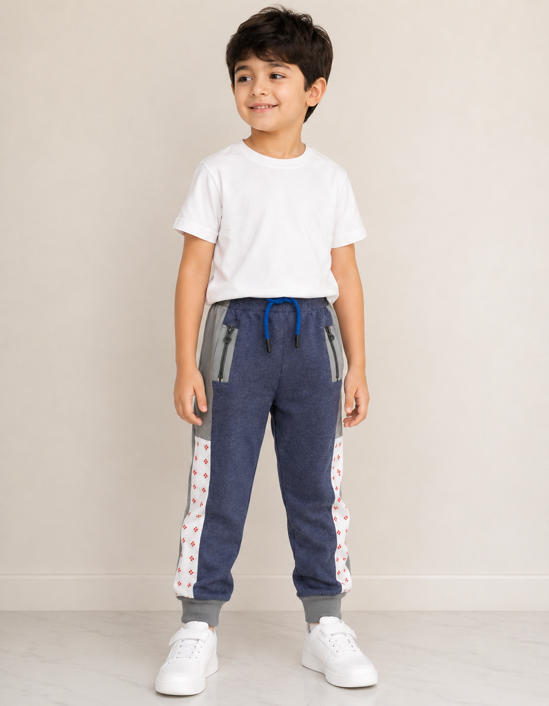 Premium Boys Trouser-Navy Blue Panal Gray-T21