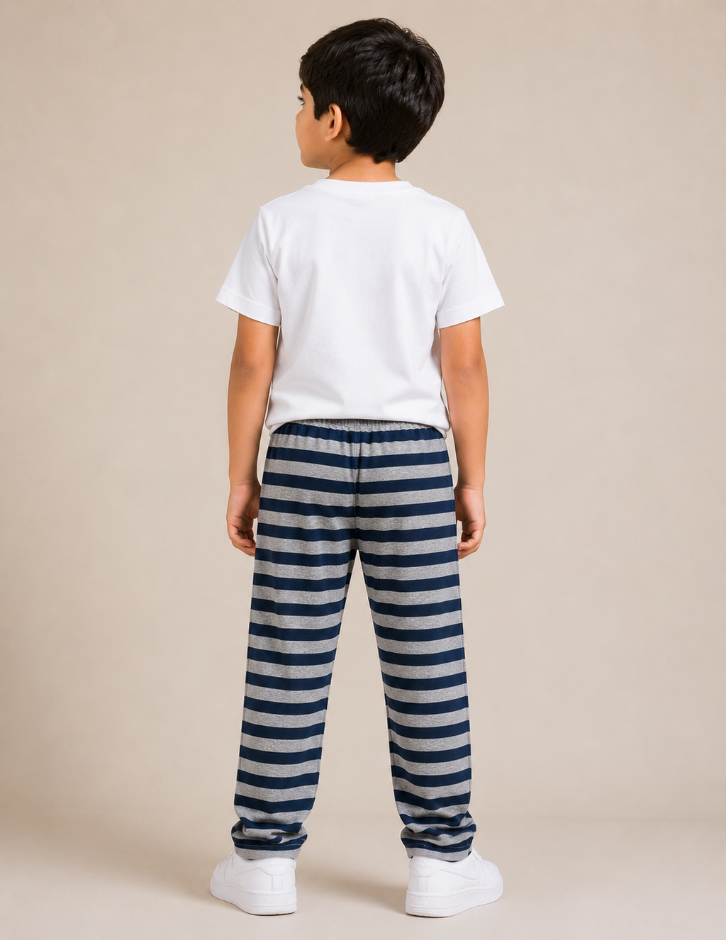 Premium Boys Trouser-Melange Grey with Navy-T17