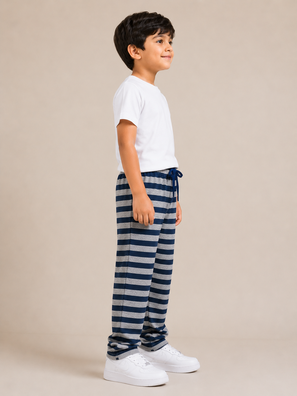 Premium Boys Trouser-Melange Grey with Navy-T17