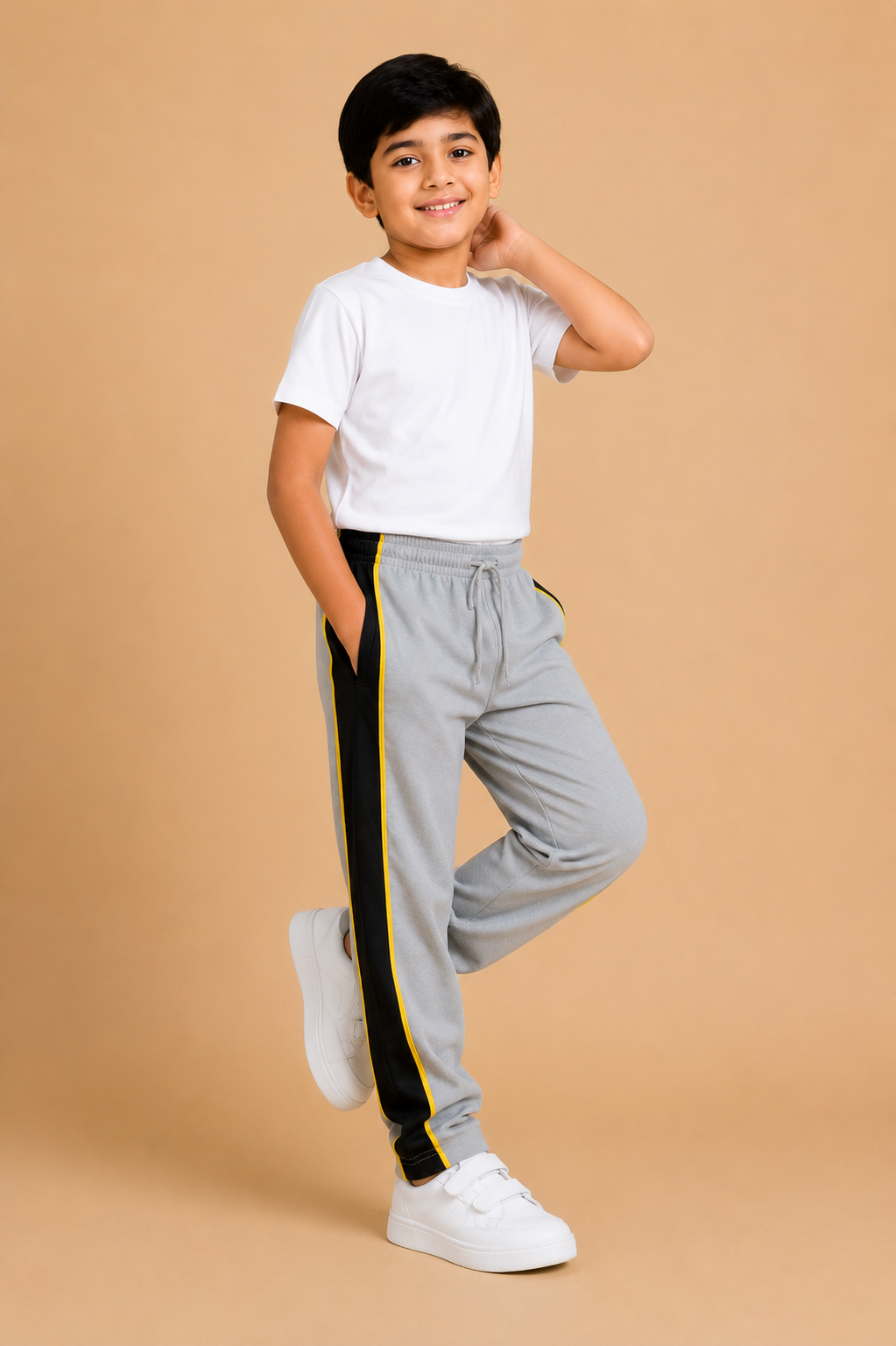 Premium Boys Trouser-Grey with Black-T08