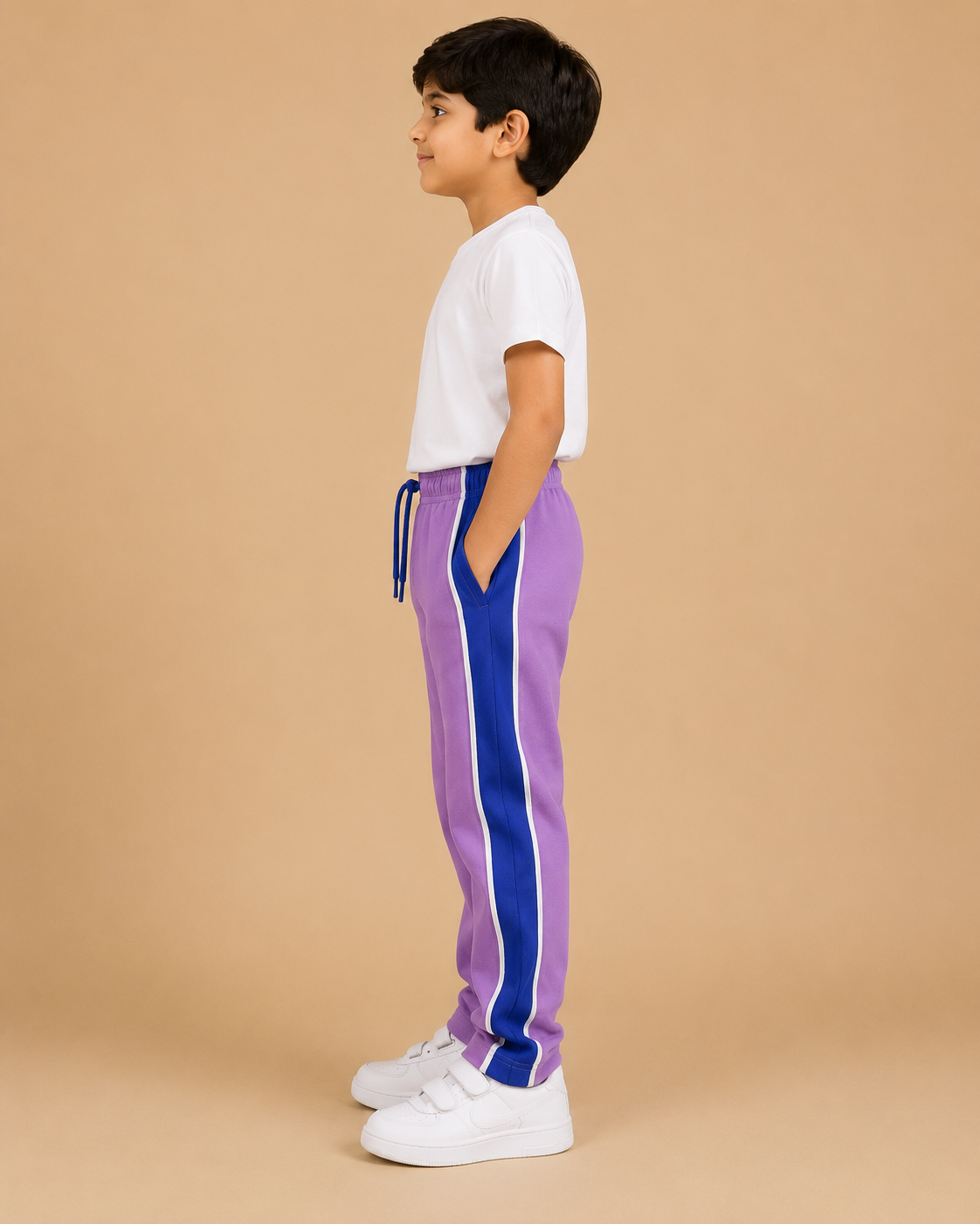 Premium Boys Trouser-  Lavender Purple With Royle Blue -T39