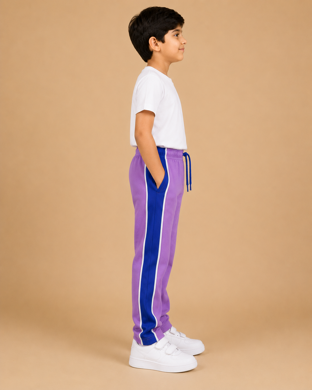Premium Boys Trouser-  Lavender Purple With Royle Blue -T39