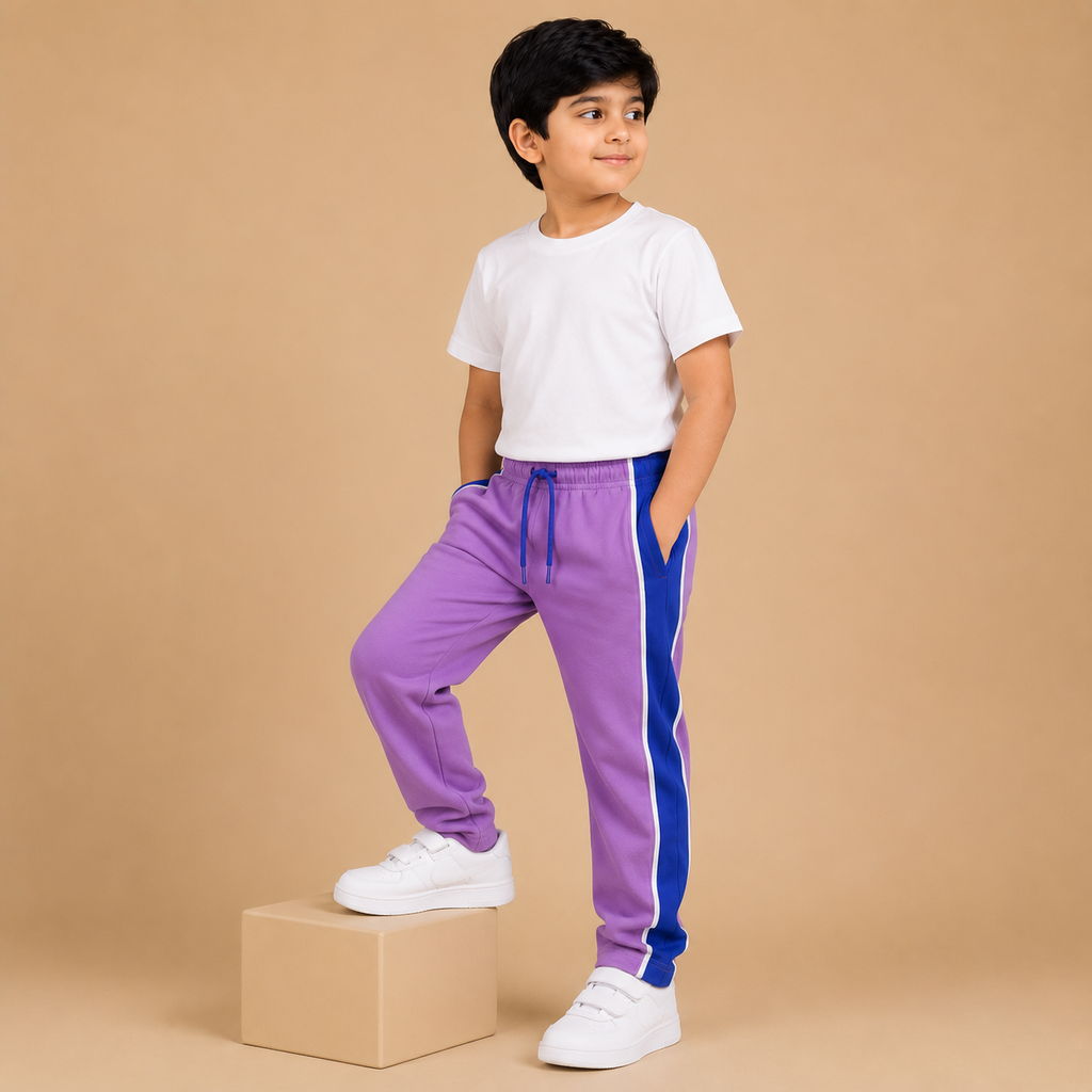 Premium Boys Trouser-  Lavender Purple With Royle Blue -T39