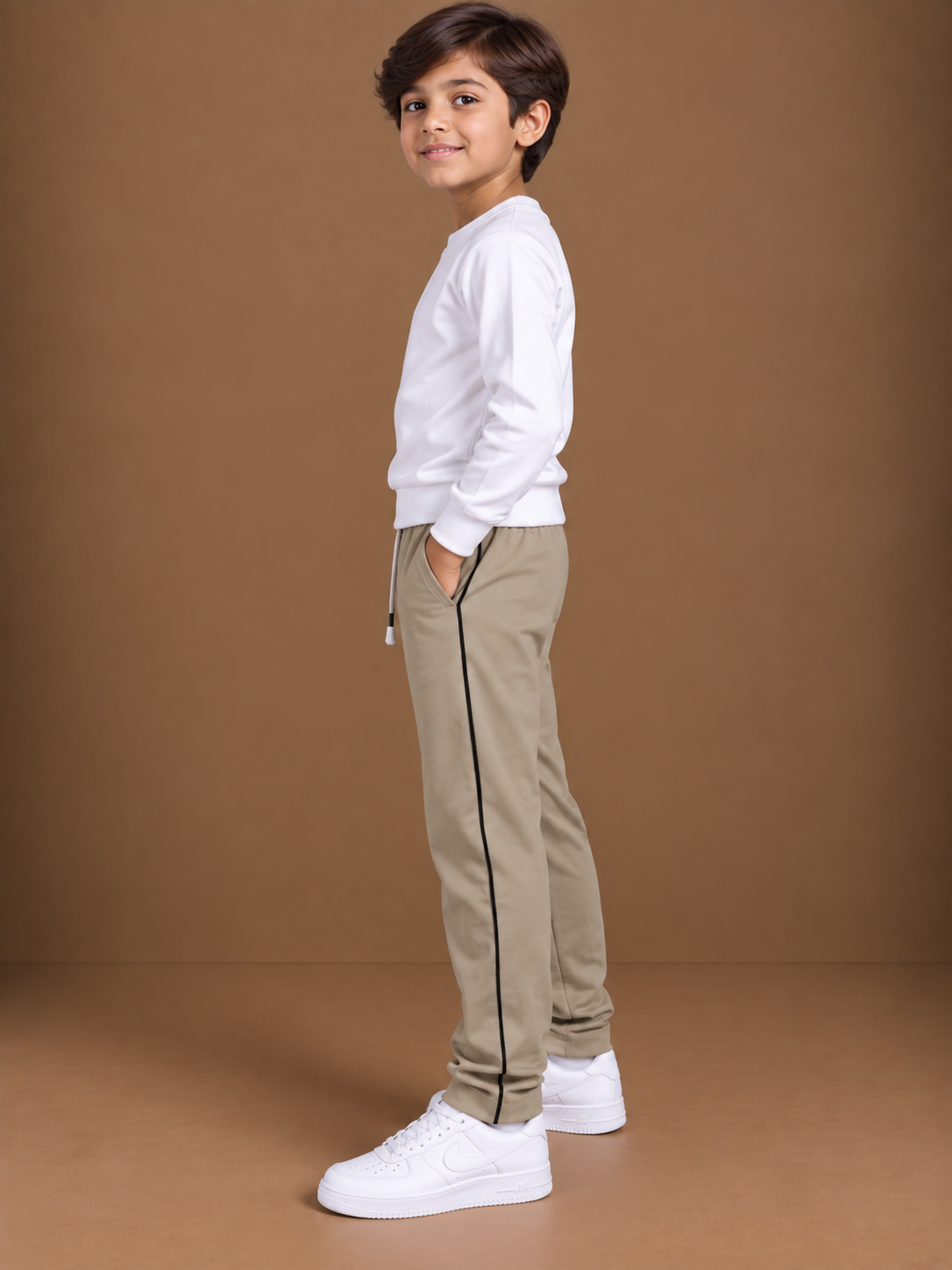 Premium Kids Fleece Trouser for Sand brown  bnm05