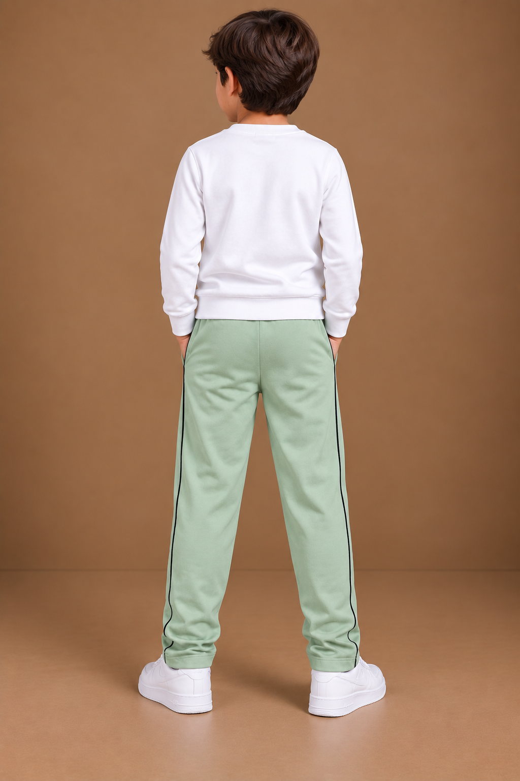 Premium Kids Fleece Trouser for off-white green  bnm04