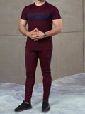 Louis Vicaci Super Stretchy Active Wear Tracksuit For Men-Maroon-RT1895