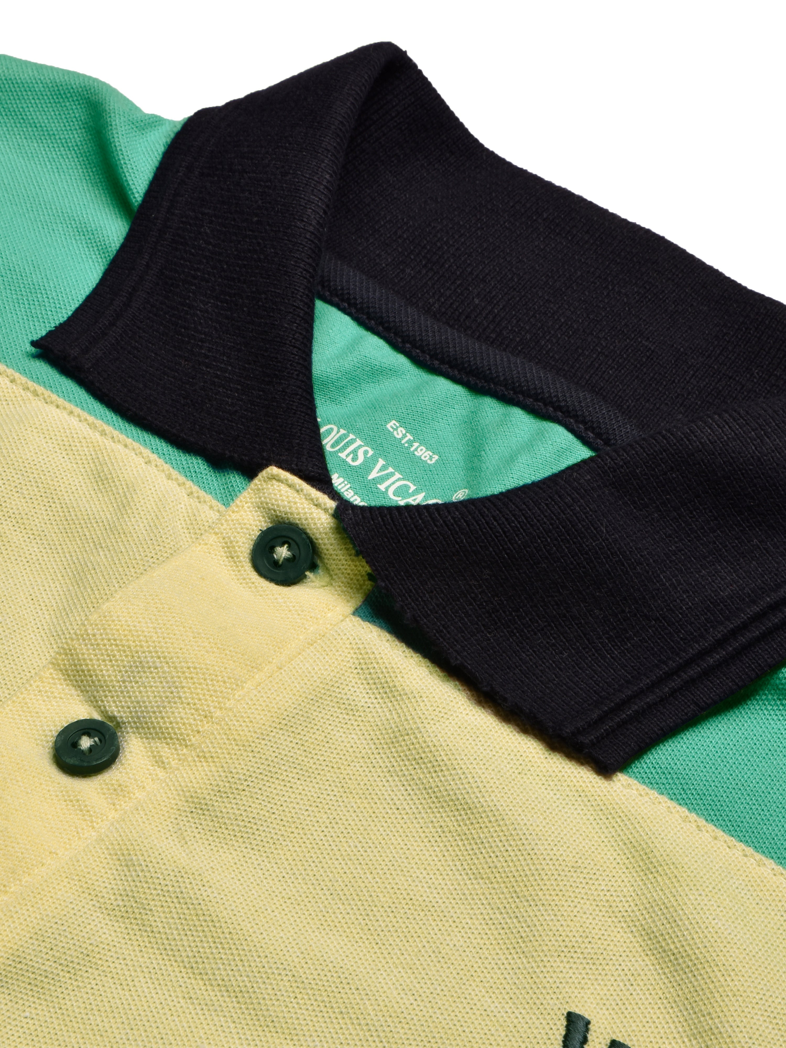 LV Summer Polo Shirt For Men-Dark Navy with Yellow & Green-SP1592/RT2383
