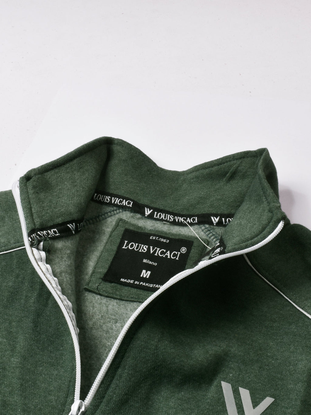 Louis Vicaci Fleece Zipper Tracksuit For Men-Green Melange-RT1381