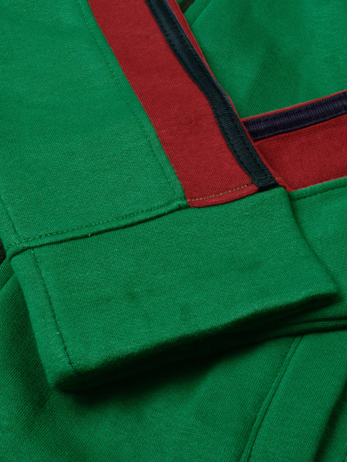 Louis Vicaci Fleece Zipper Tracksuit For Ladies-Green Melange with Black Stripe-BR266