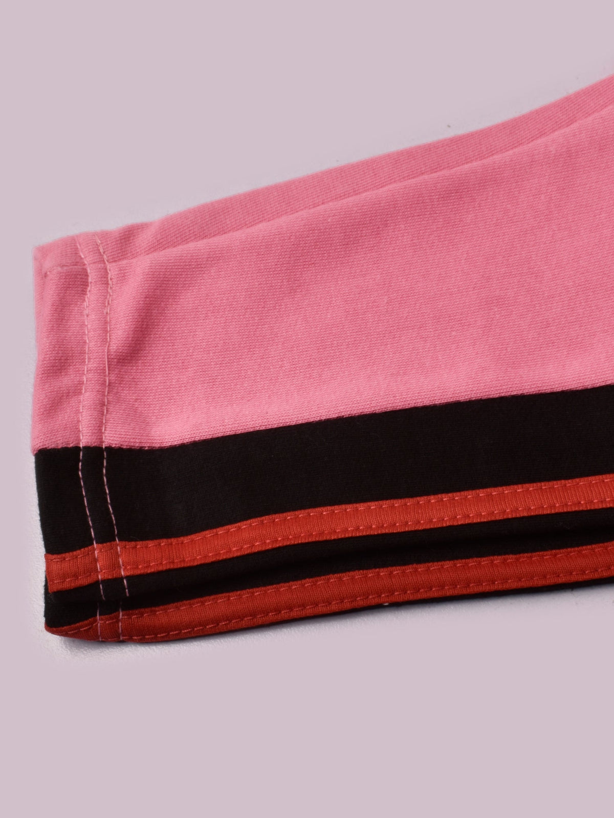 Louis Vicaci Fleece Zipper Tracksuit For Ladies-Pink with Black Stripe-BR367