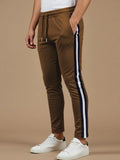 Louis Vicaci Slim Fit Active Wear Summer Trouser For Men-Brown with Navy & White Stripes-SP2511