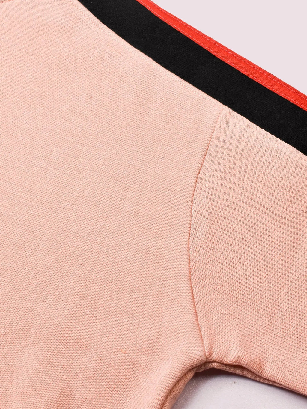 Louis Vicaci Fleece Zipper Tracksuit For Ladies Light Peach with Black Stripe-RT2119