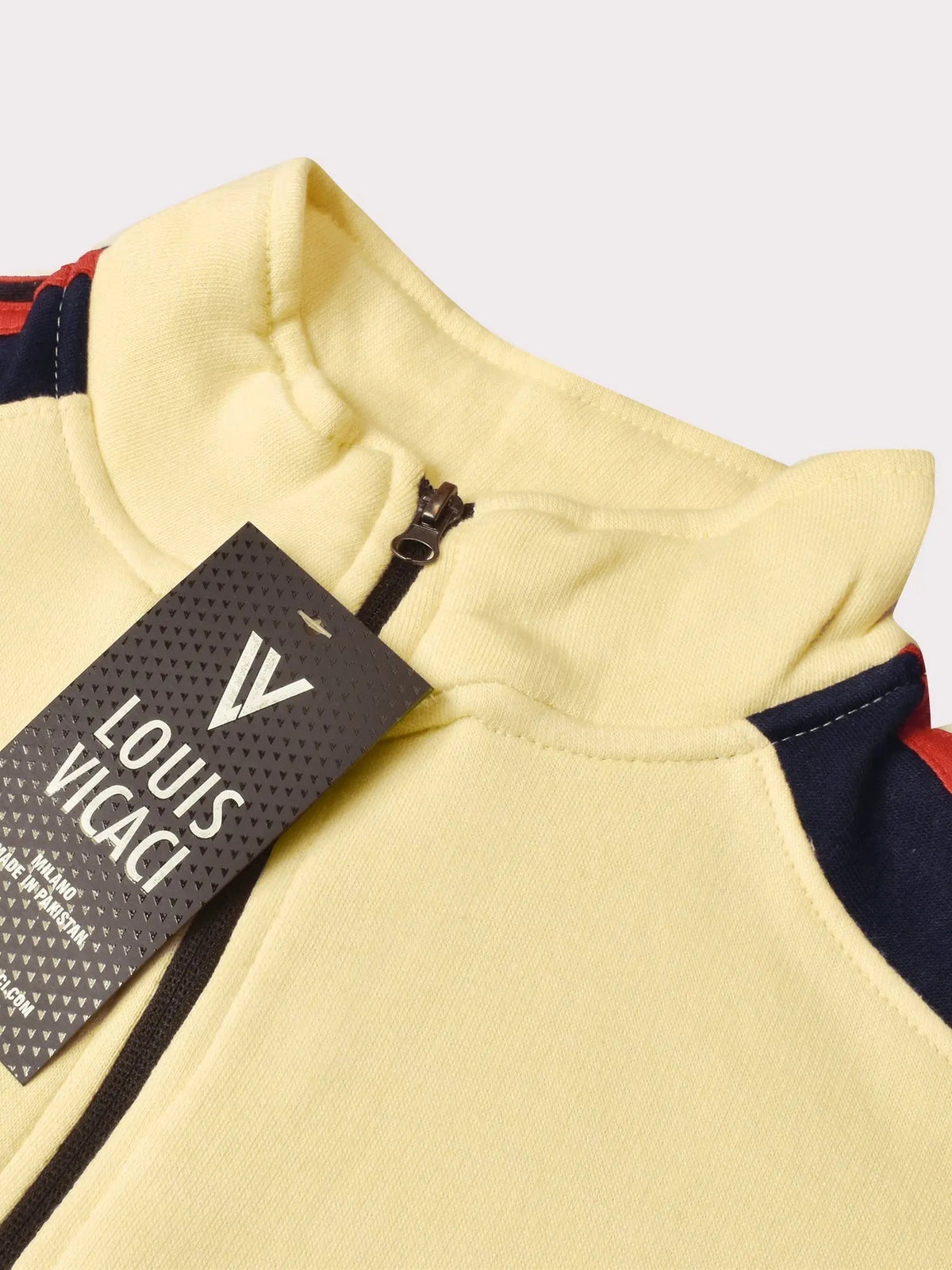Louis Vicaci Fleece Zipper Tracksuit For Ladies Yellow with Navy-Stripe-SP292/RT2127