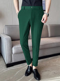 Louis Vicaci Interlock Stretchy Slim Fit Pent For Men-Dark Green-BR13259