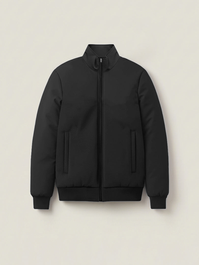Stylish Winter Zipper Mockneck Jacket For Men-Black-BRPH12
