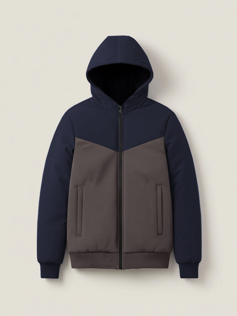 Stylish Winter Zipper Jacket For Men-Dark Navy With Charcoal-BRPH07