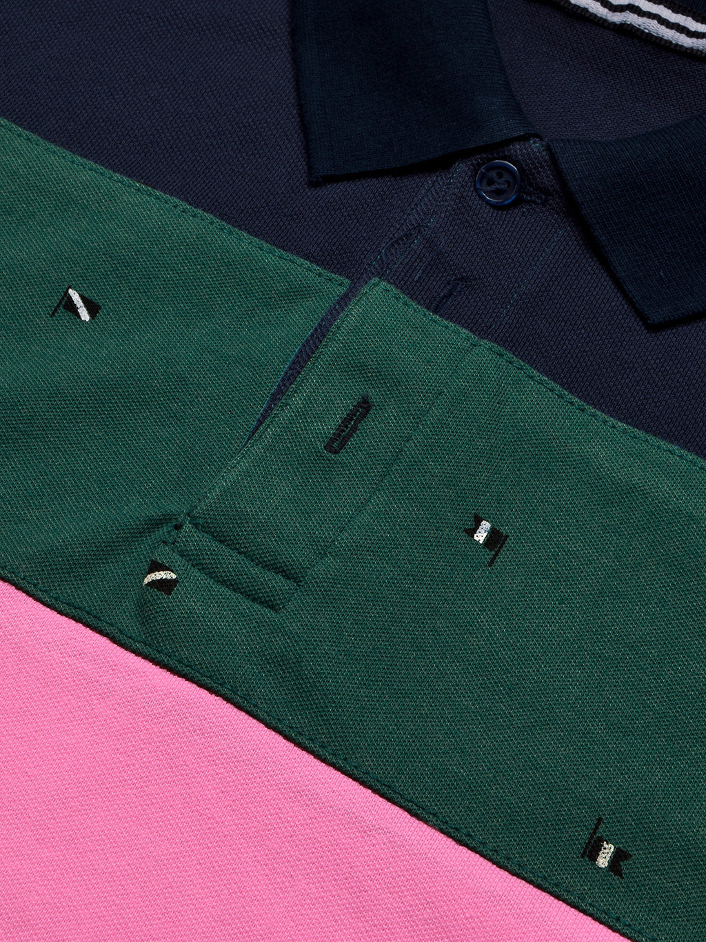 NXT Summer Polo Shirt For Men-Pink with Navy & Green-BE685/BR12938